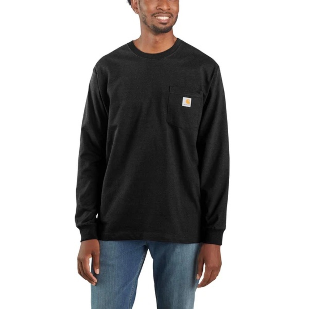 Carhartt Loose Fit Heavyweight Long-Sleeve Classic Pocket Tshirt Black Work
